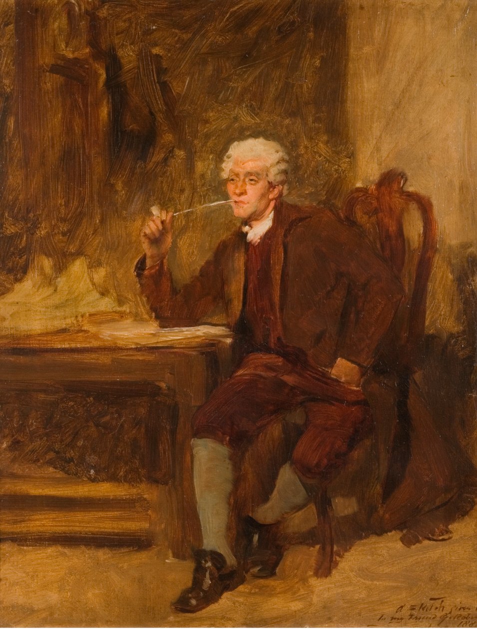 En skitse givet til min ven, G. Robinson, 1882 af John Seymour Lucas