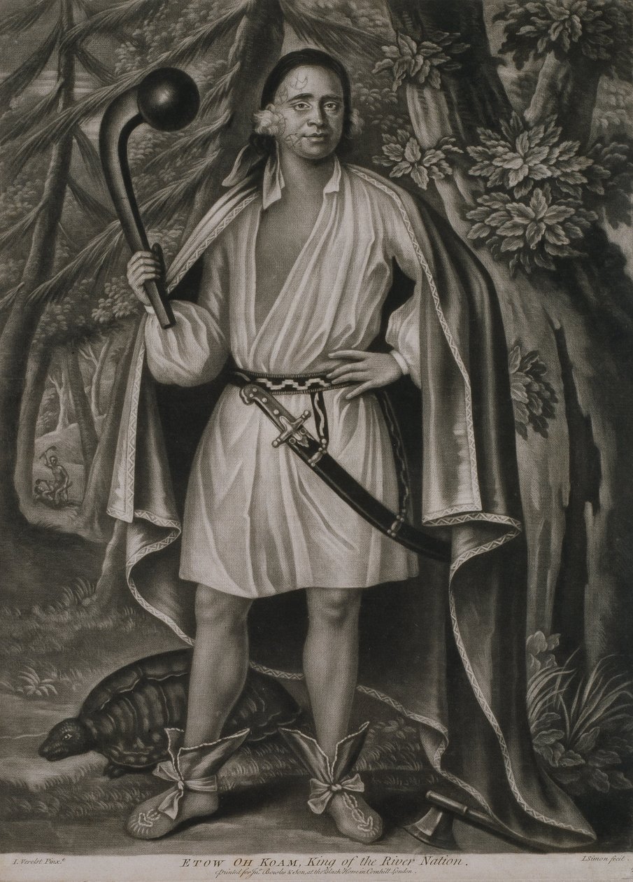 Etow Oh Koam, King of the River Nation (1710) af John Simon