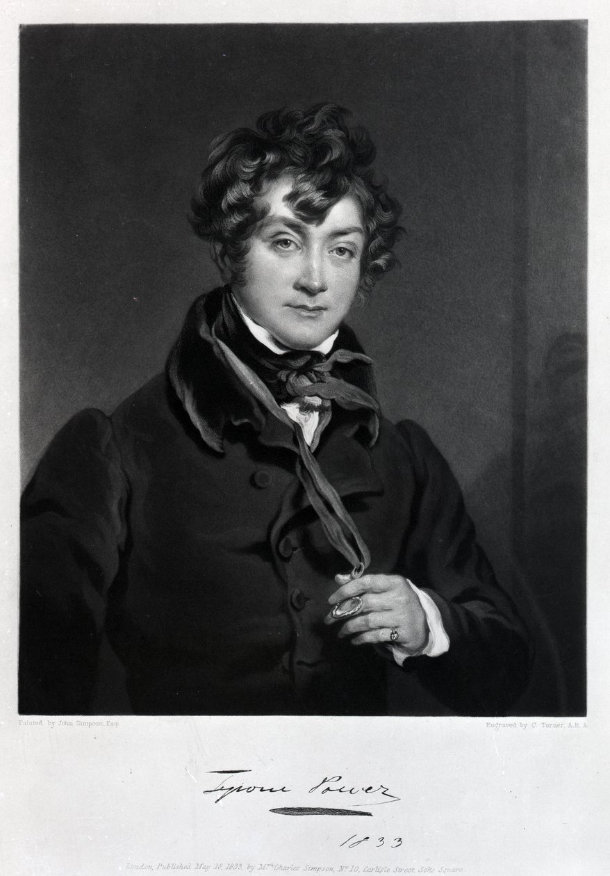 Tyrone Power, graveret af James Sands, ca. 1833 af John Simpson