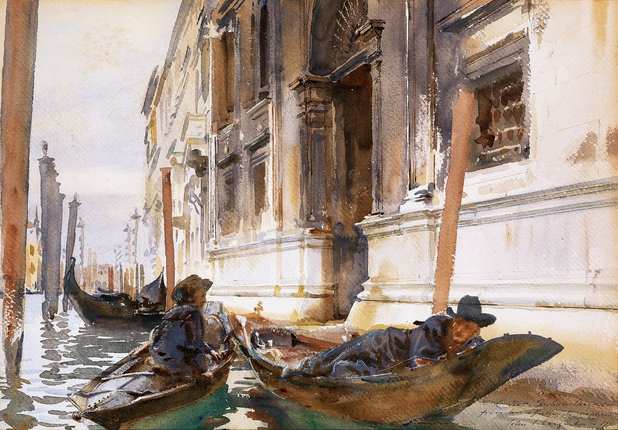 Gondoliers SiestanFrancais: Gondoliers Siestan af John Singer Sargent