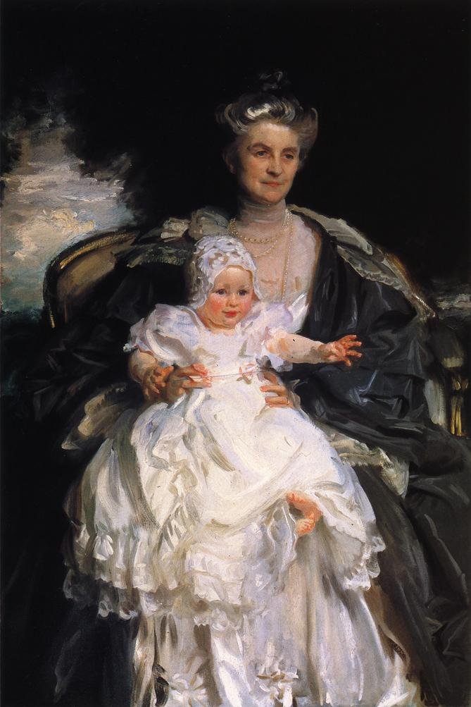 Fru Henry Phipps og hendes barnebarn Winston. Maleriet af Sargent af fru Phipps og Winston Guest hænger i Phipps -spisesalen i Old Westbury Gardens, Old Westbury, Long Island, NY, som nu er åben for offentligheden. Ifølge plaketten w af John Singer Sargent