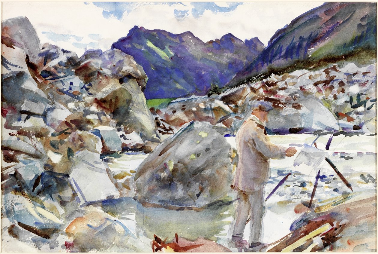 A Glacier Stream in the Alps, ca. 1904 (blyant og akvarel på papir) af John Singer Sargent