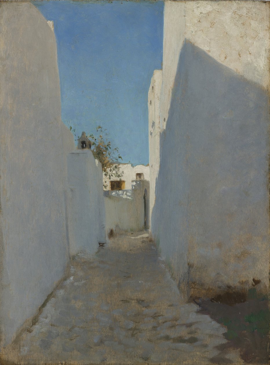 En marokkansk gadescene, 1879-1880 (olie på træ) af John Singer Sargent