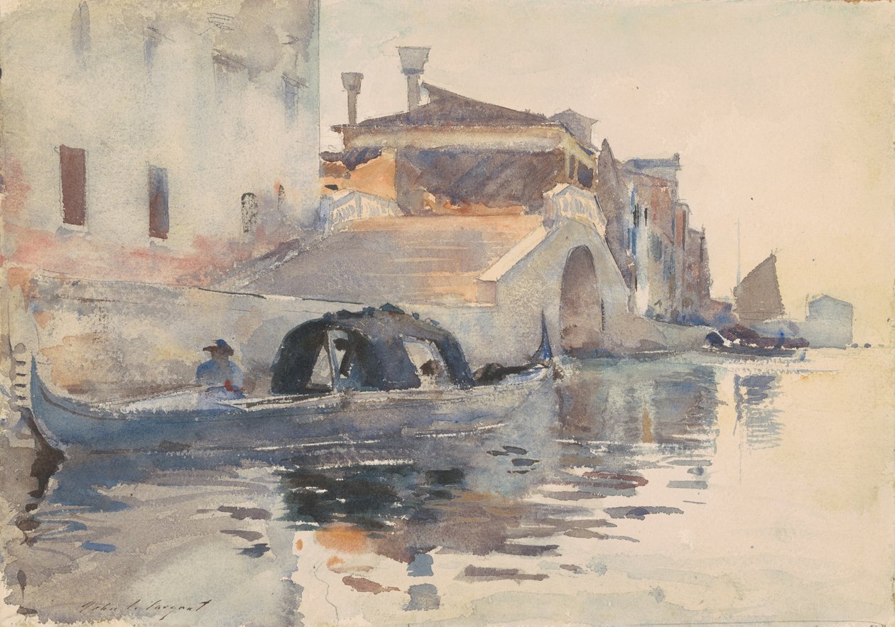 Canal Scene, Ponte Panada, Fondamenta Nuove, Venedig, ca. 1880-82 (wc over blyant på papir) af John Singer Sargent