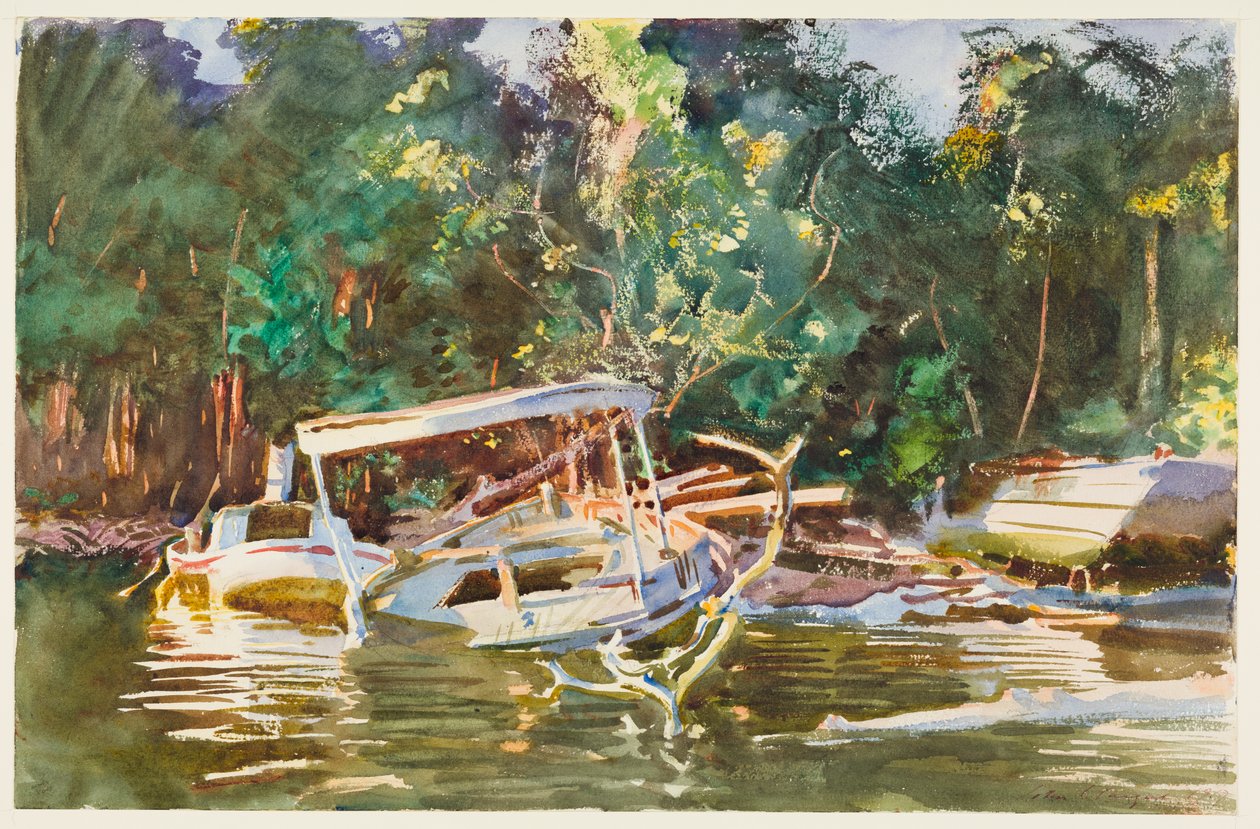 Derelicts, 1917 (wc over grafit på medium, tekstureret råhvidt vævet papir) af John Singer Sargent