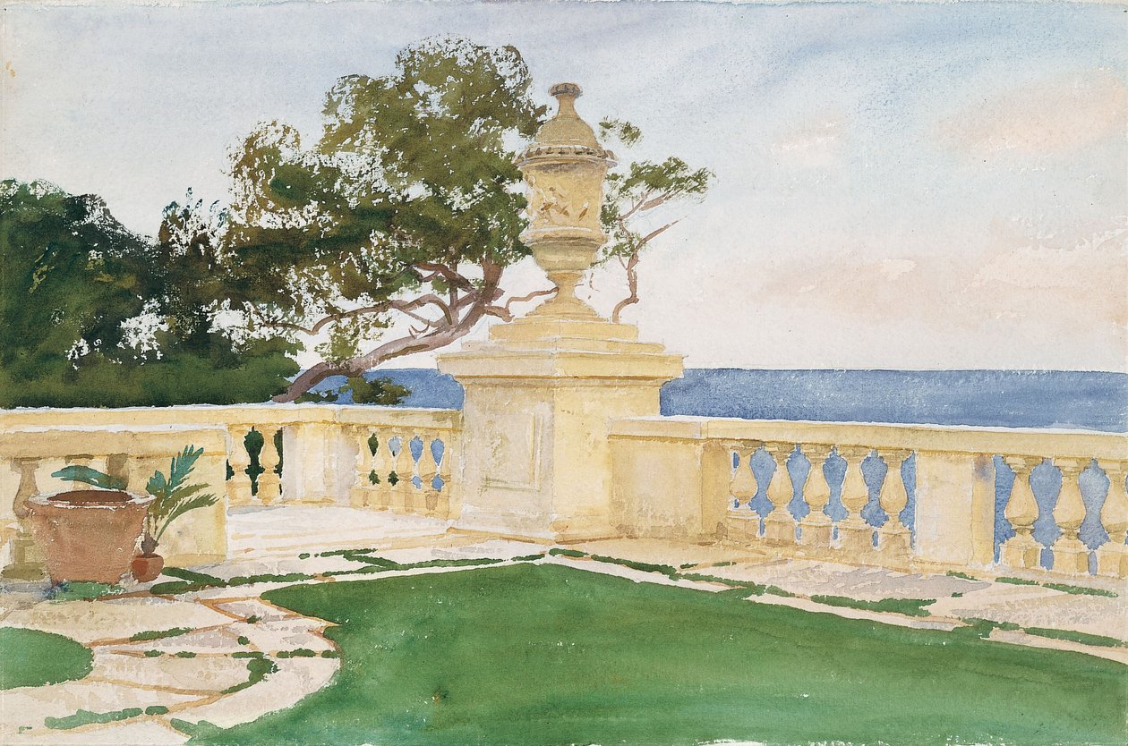 Terrace, Vizcaya, 1917 (wc og grafit på hvidt vævet papir) af John Singer Sargent