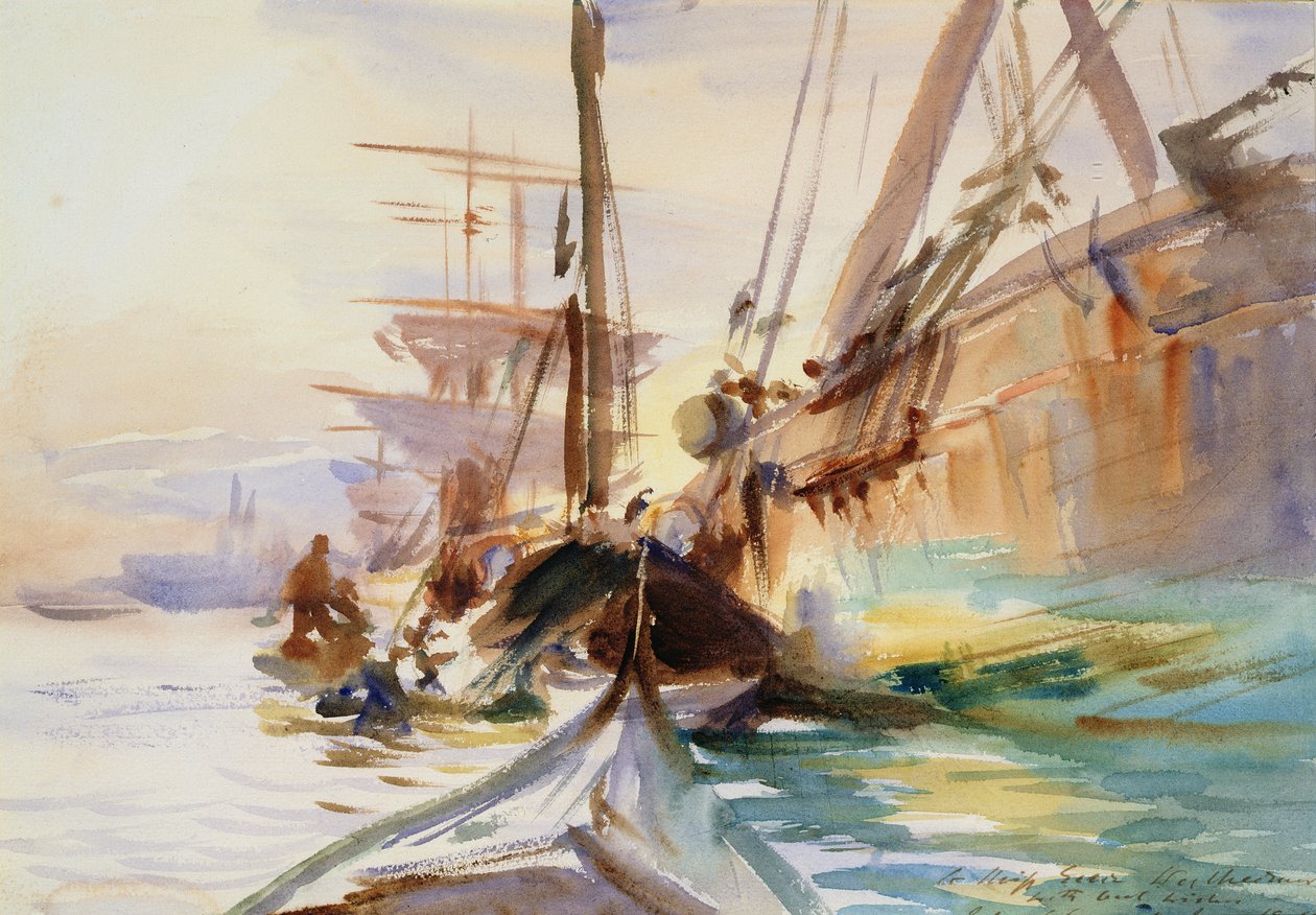 Losning af både i Venedig, 1904 af John Singer Sargent