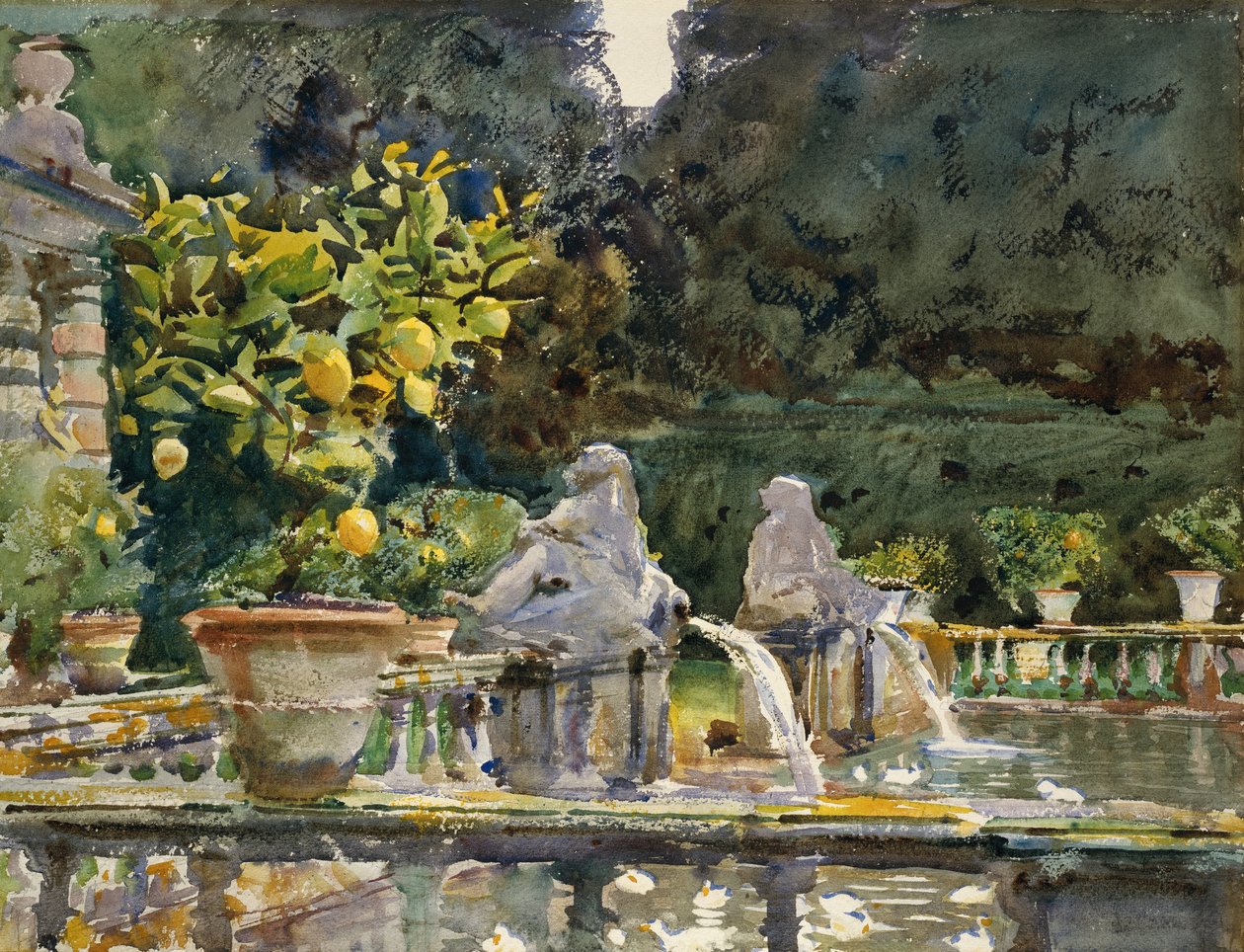 Villa di Marlia, Lucca- Et springvand af John Singer Sargent