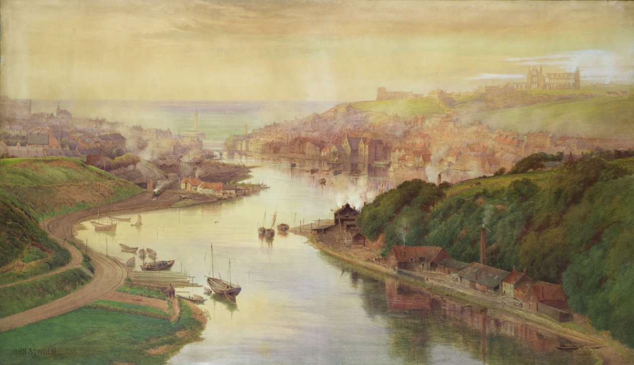 Whitby fra Larpool (wc) af John Sowden
