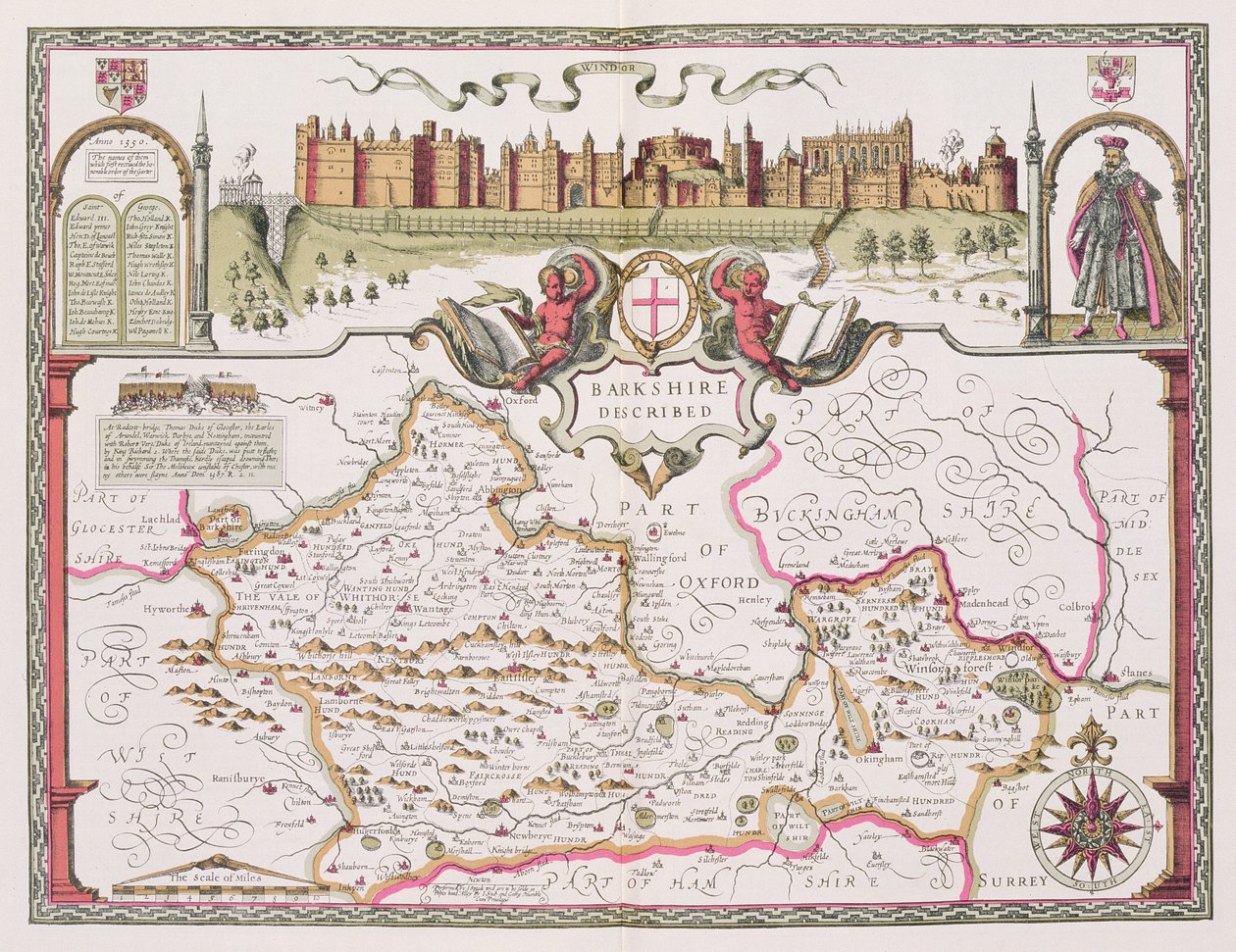 Berkshire, indgraveret af Jodocus Hondius (1563-1612) fra John Speed