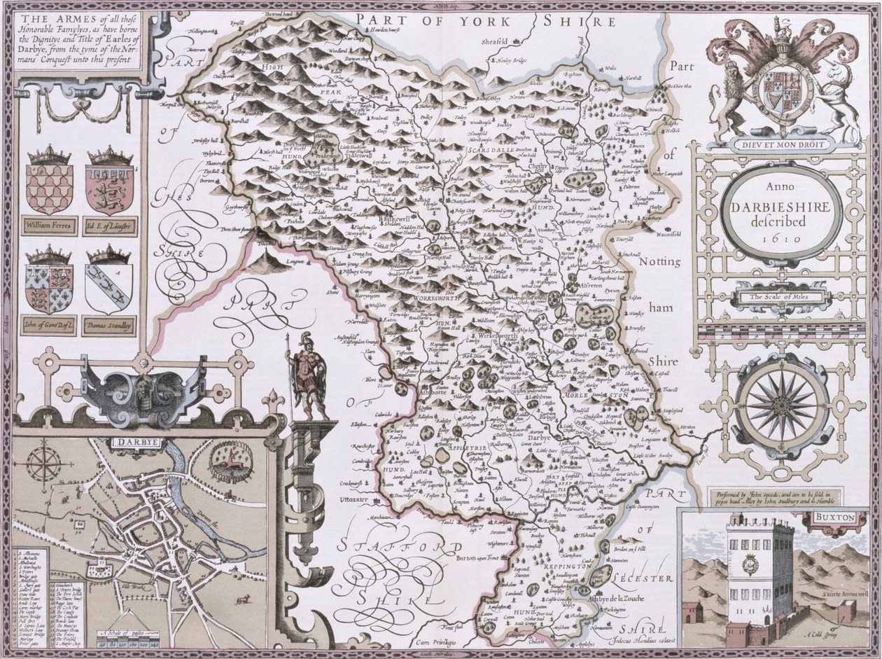 Darbieshire, indgraveret af Jodocus Hondius (1563-1612) fra John Speeds 