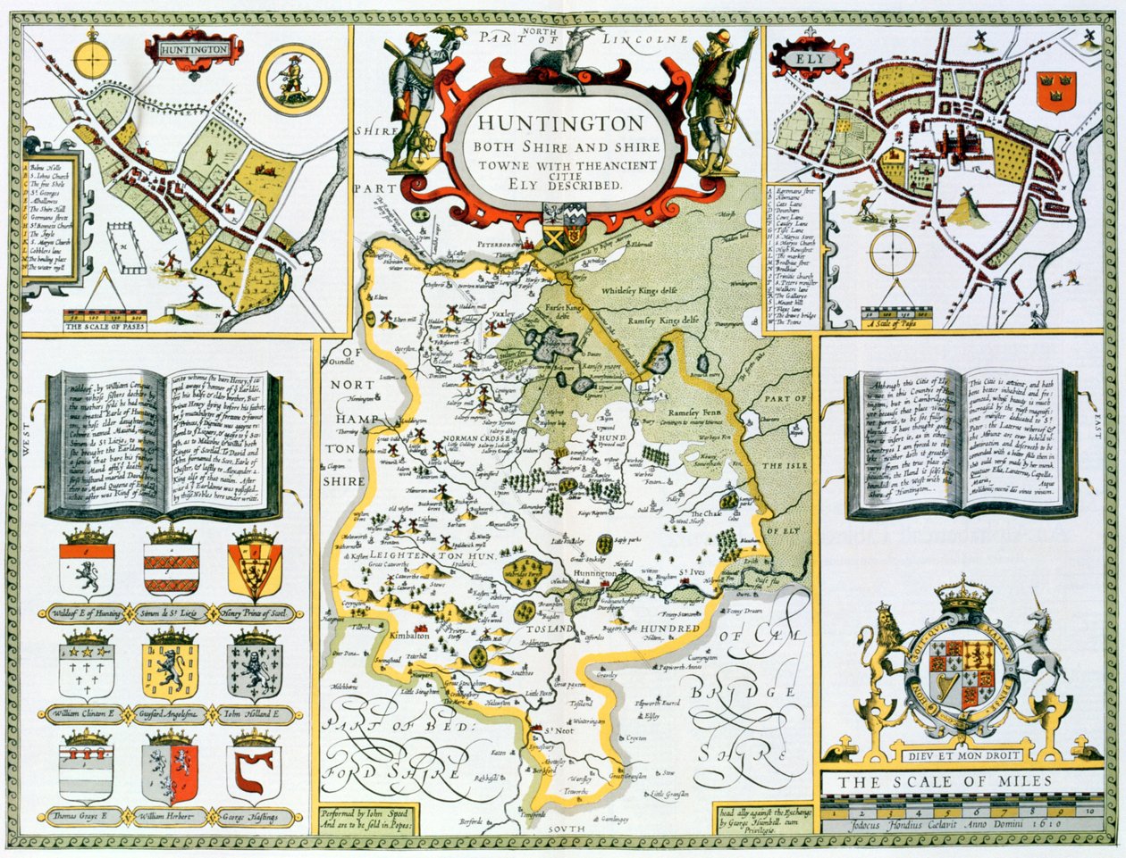 Huntington, indgraveret af Jodocus Hondius (1563-1612) fra John Speeds 