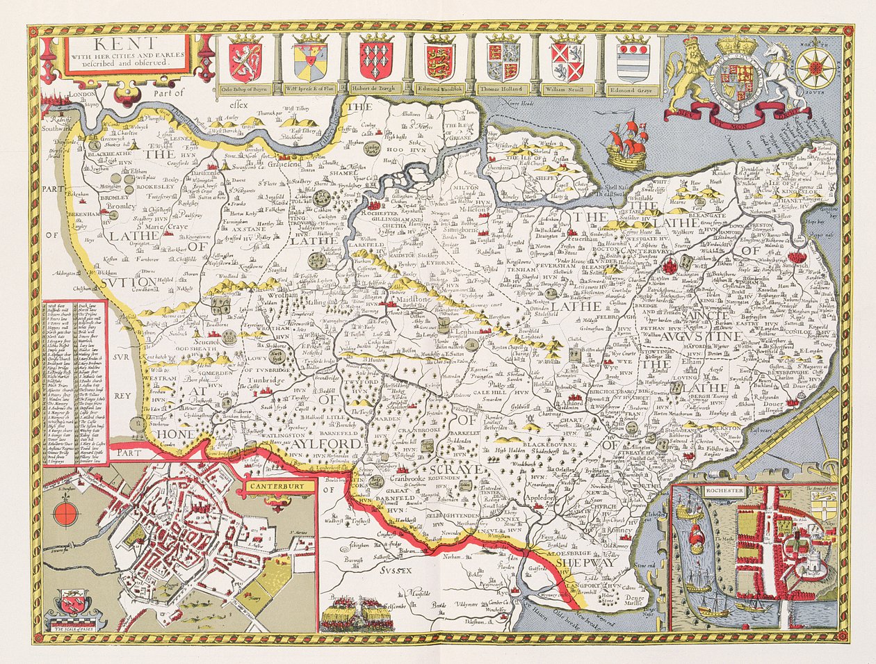 Kent, indgraveret af Jodocus Hondius (1563-1612) fra John Speed