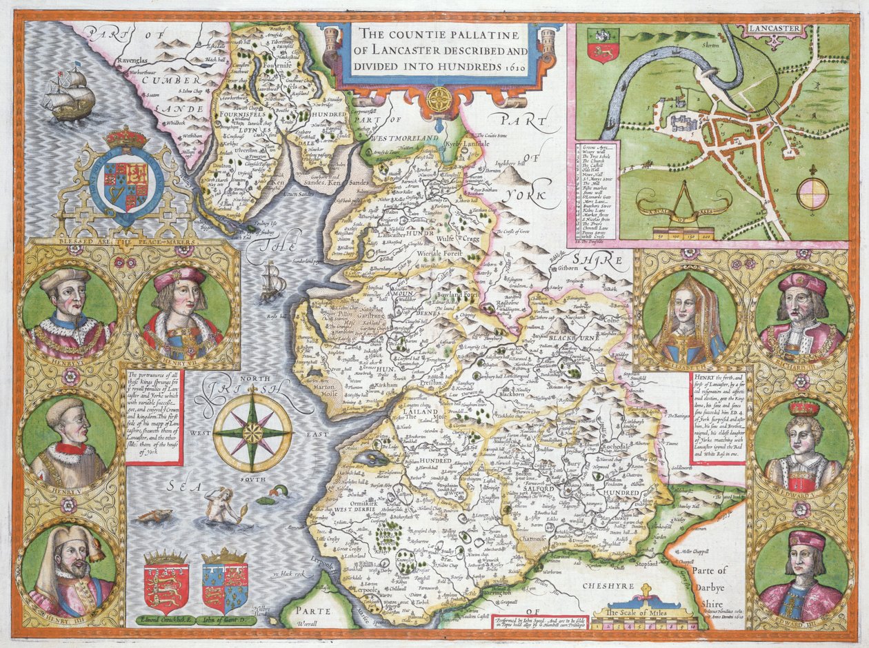 Lancashire i 1610, fra John Speeds 