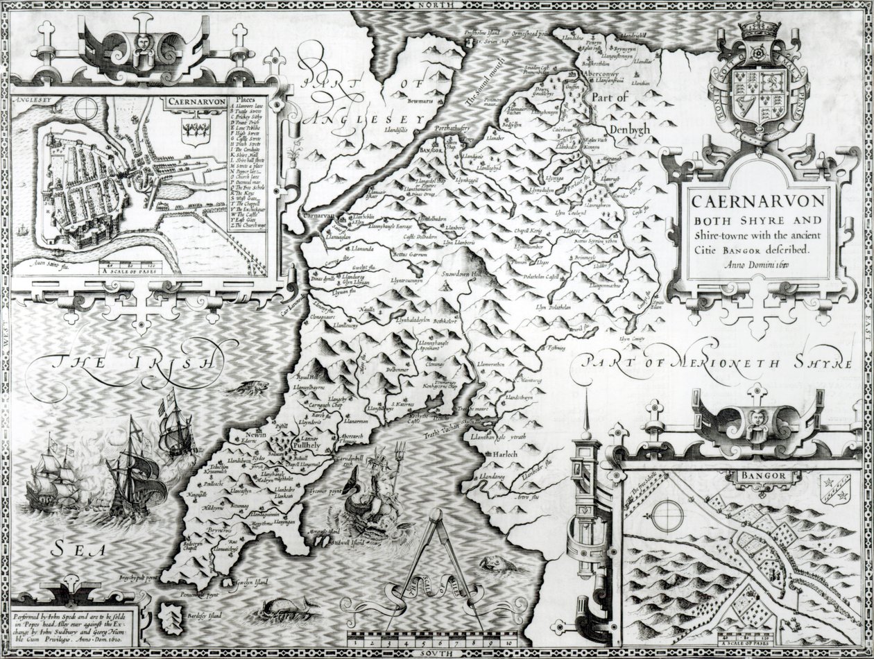 Kort over Caernarvon, 1616 af John Speed