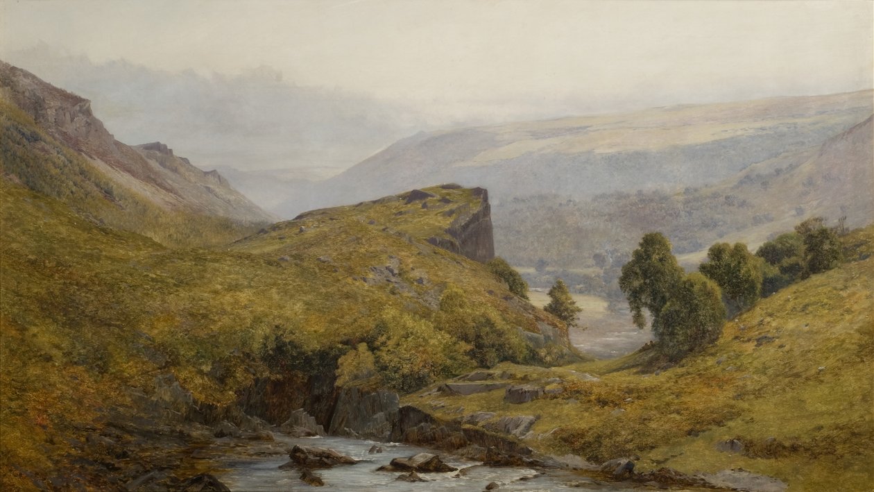 A Fine Morning in the Valley of the Lledr, North Wales olie på lærred af John Surtees
