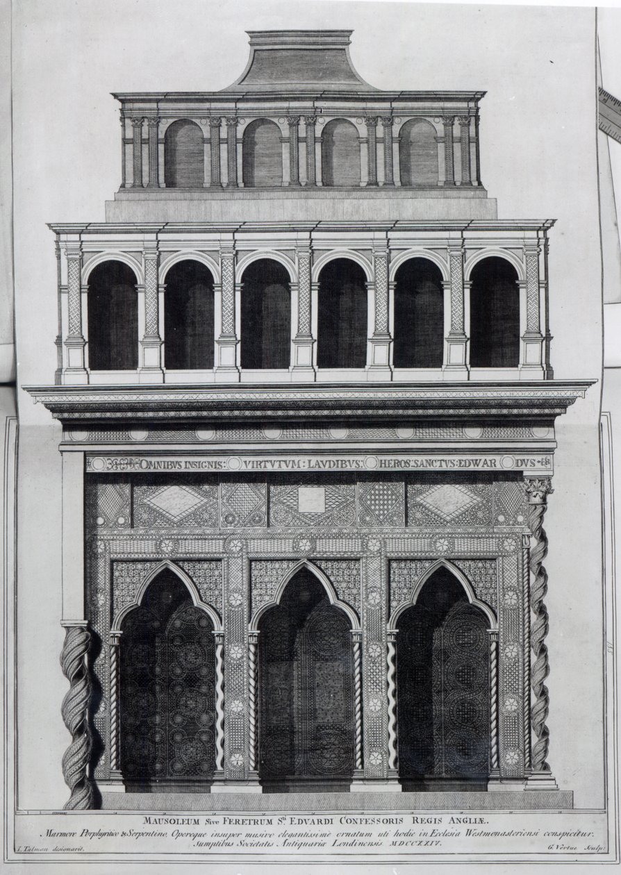 The Shrine of King Edward the Confessor i Westminster Abbey, indgraveret af George Vertue, 1724 af John Talman