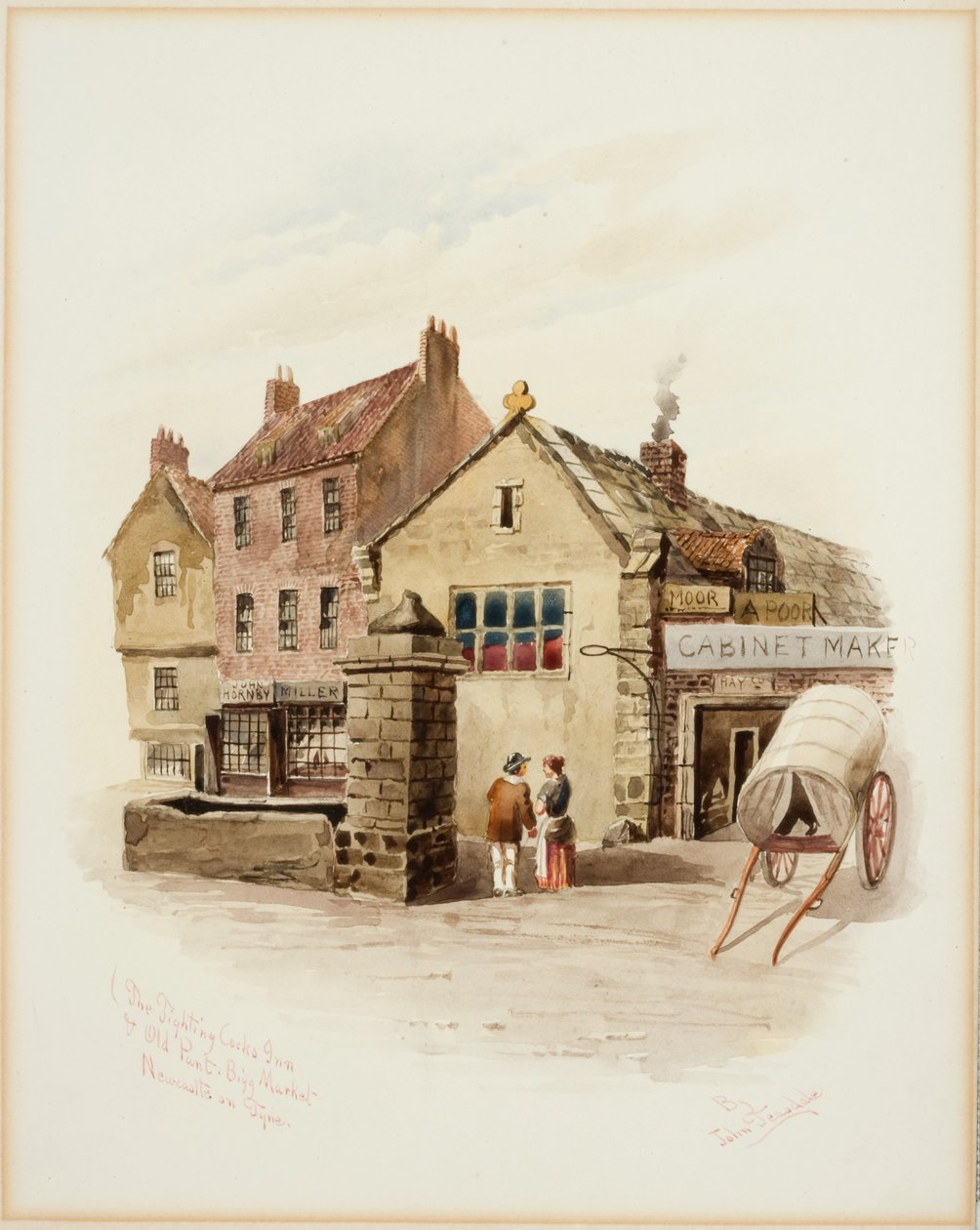 The Fighting Cocks Inn and Old Pant, Bigg Market, Newcastle upon Tyne (kropsfarve) af John Teasdale