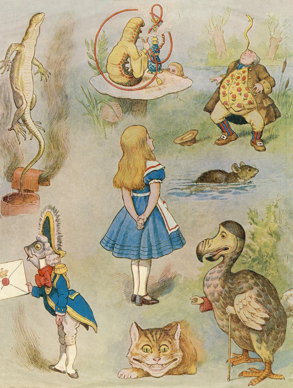 Karakterer fra Alice i Eventyrland (farvegravering) af John Tenniel