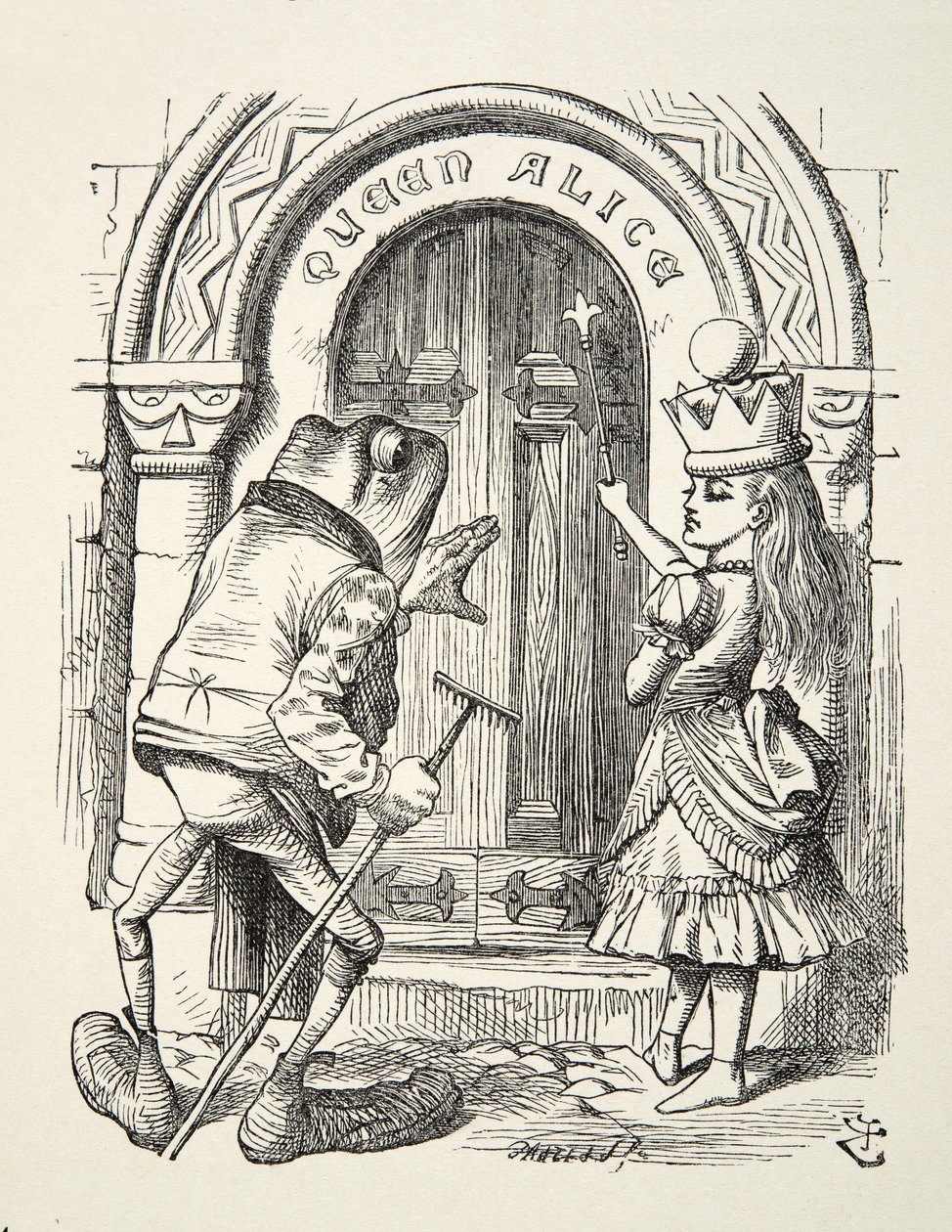 Dronning Alice og frøen illustration fra Through the Looking Glass af Lewis Carroll (1832 - 98), 1872 af John Tenniel