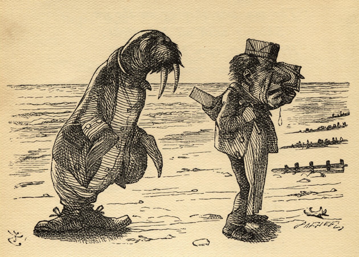 Hvalrossen og tømreren, illustration fra "Gennem spejlet" af Lewis Carroll (1832-98), første gang udgivet i 1871 af John Tenniel