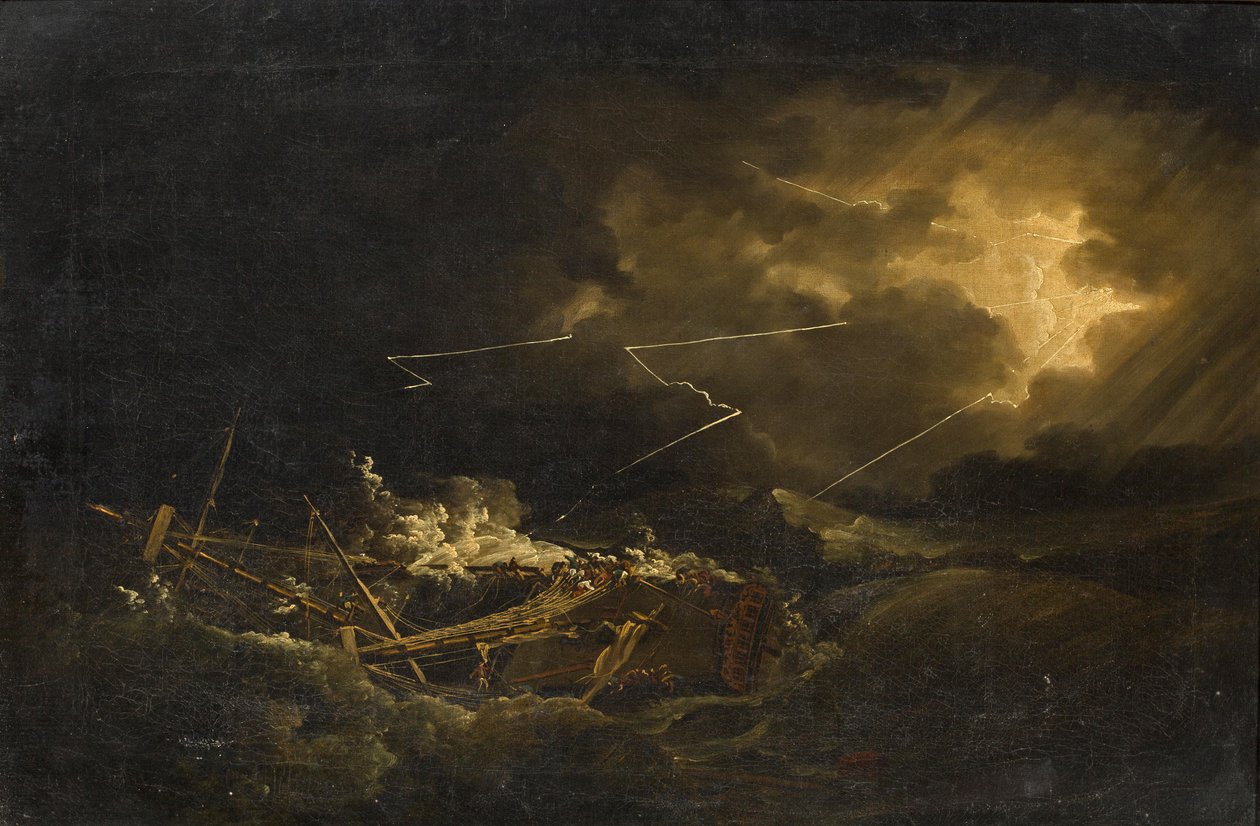 Vraget af H.M.S. Deal Castle ud for Puerto Rico under den store orkan i 1780 af John Thomas Serres