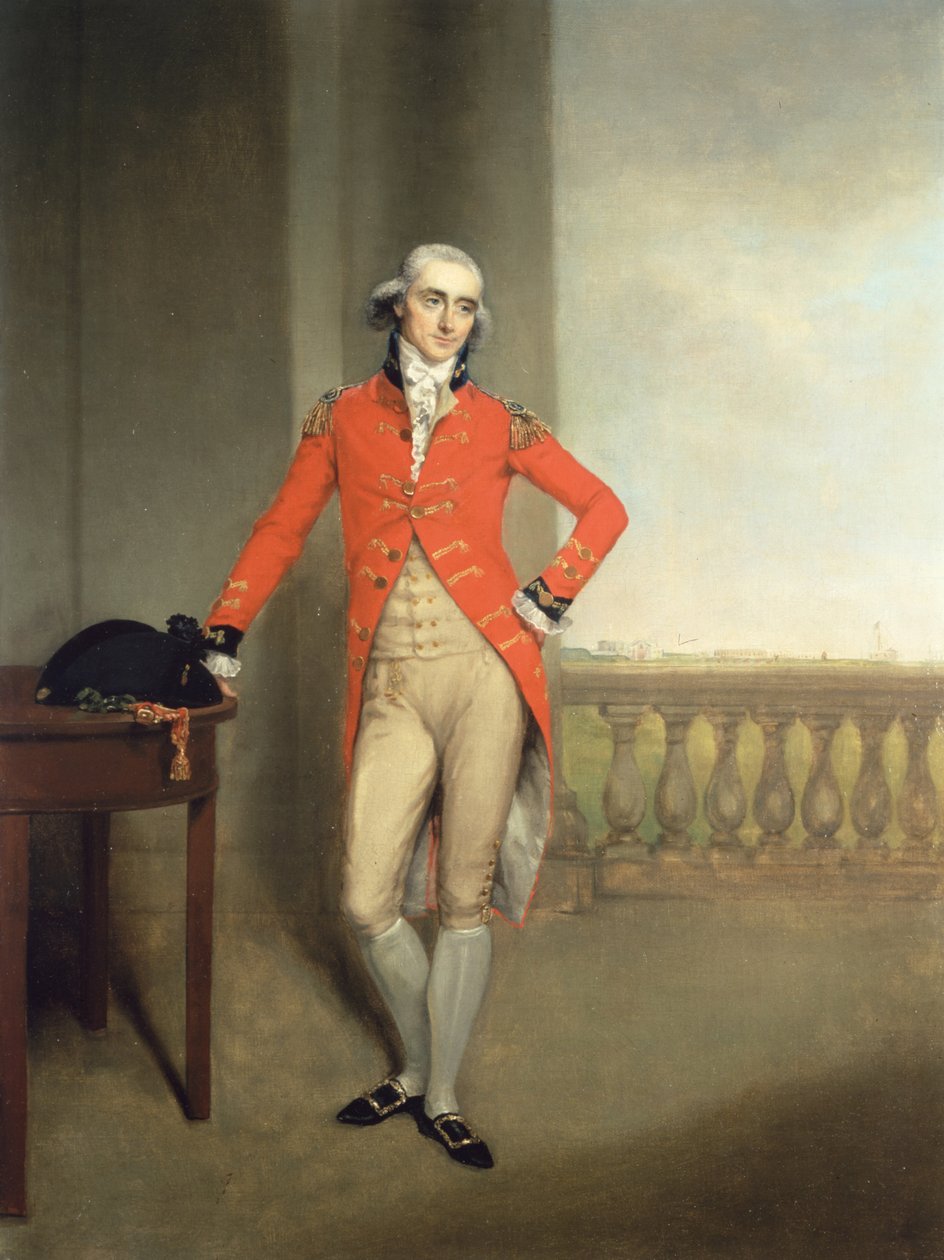 Portræt af en officer med udsigt over Calcutta hinsides af John Thomas Seton