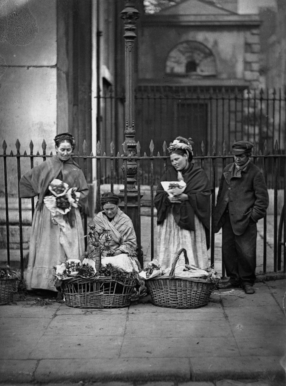 Blomsterkvinder i Covent Garden, fra "Street Life in London", 1877-78 (woodburytype) af John Thomson