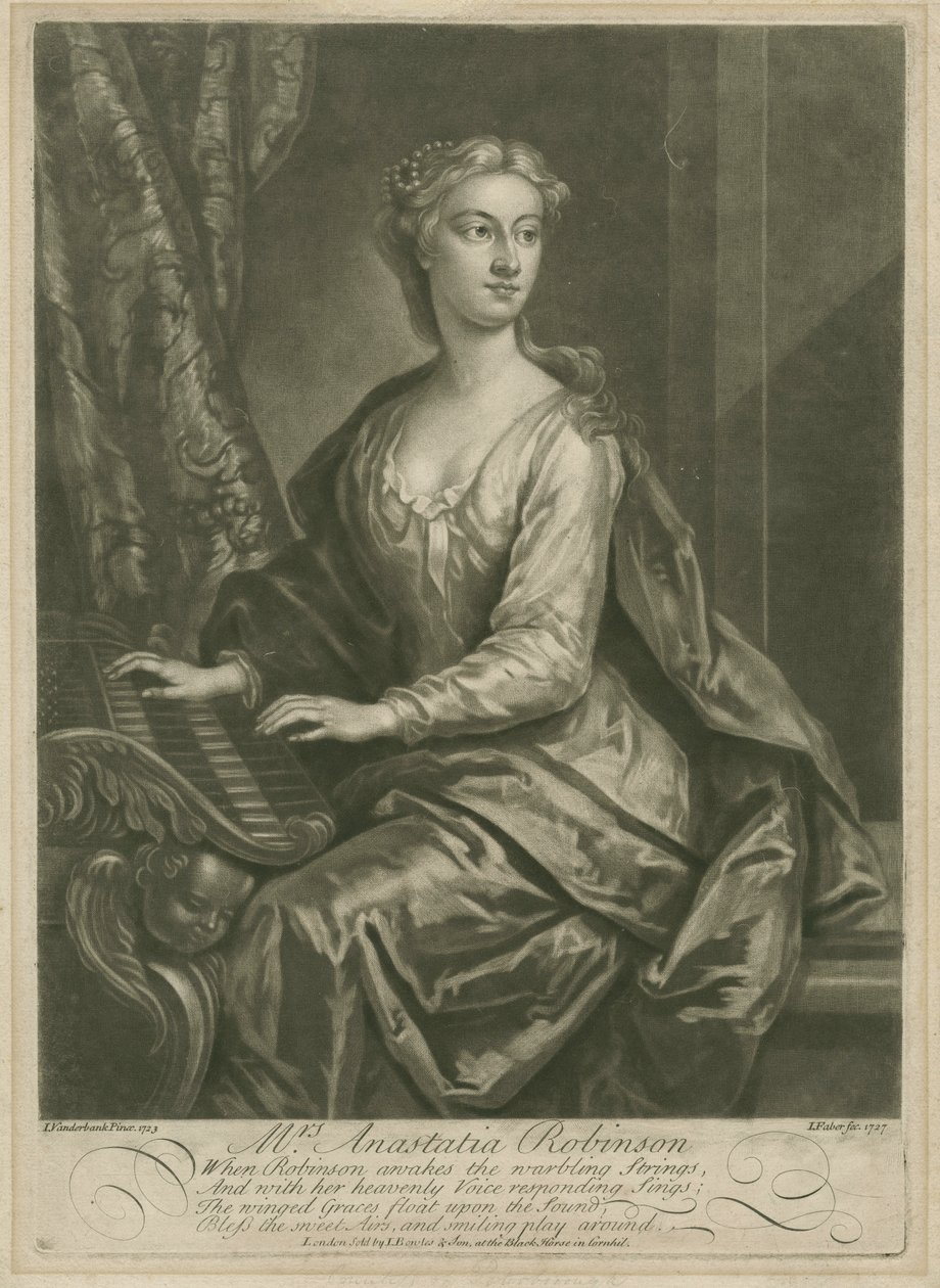 Mrs. Anastasia Robinson, graveret af John Faber den yngre (ca. 1695-1756), 1727 (mezzotint) af John Vanderbank
