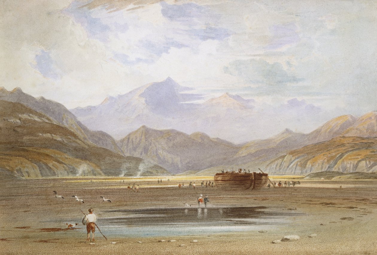 Udsigt over Snowdon fra Traeth Bach, Merioneth af John Varley