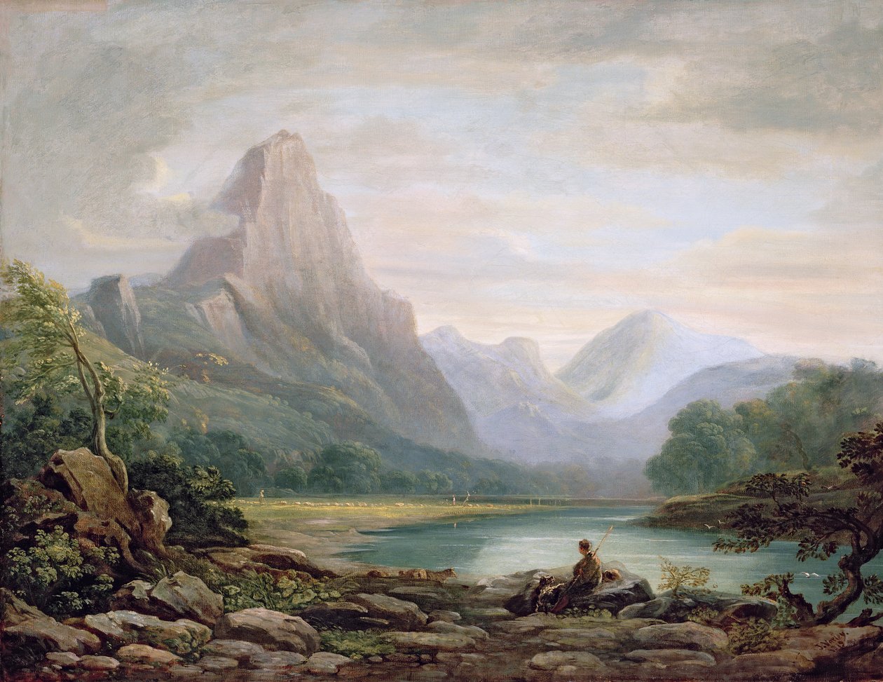 En walisisk dal, 1819 af John Varley