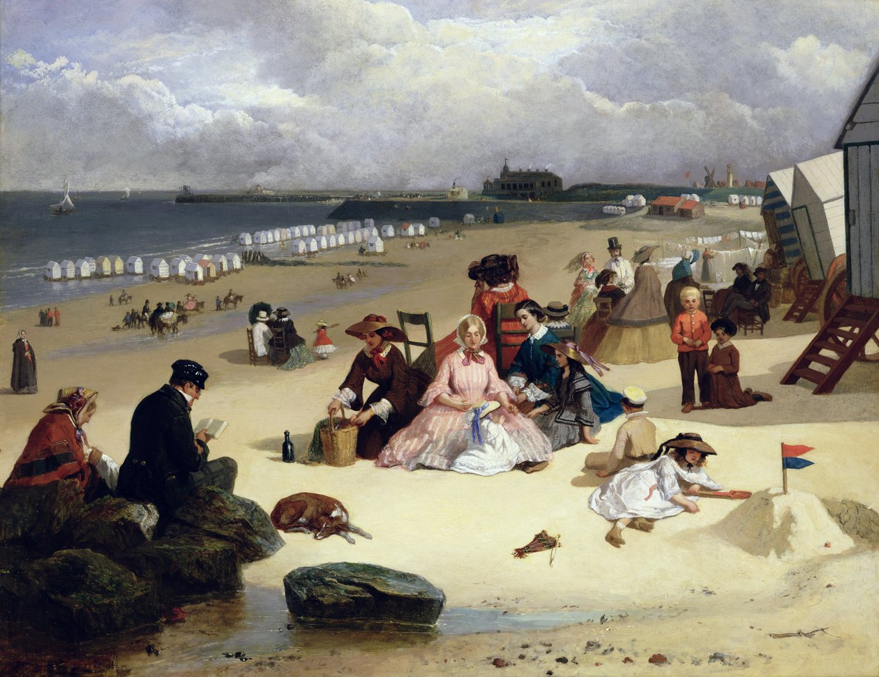 Littlehampton Beach med molen, klatring forbi c.1888 af John W. Eyres
