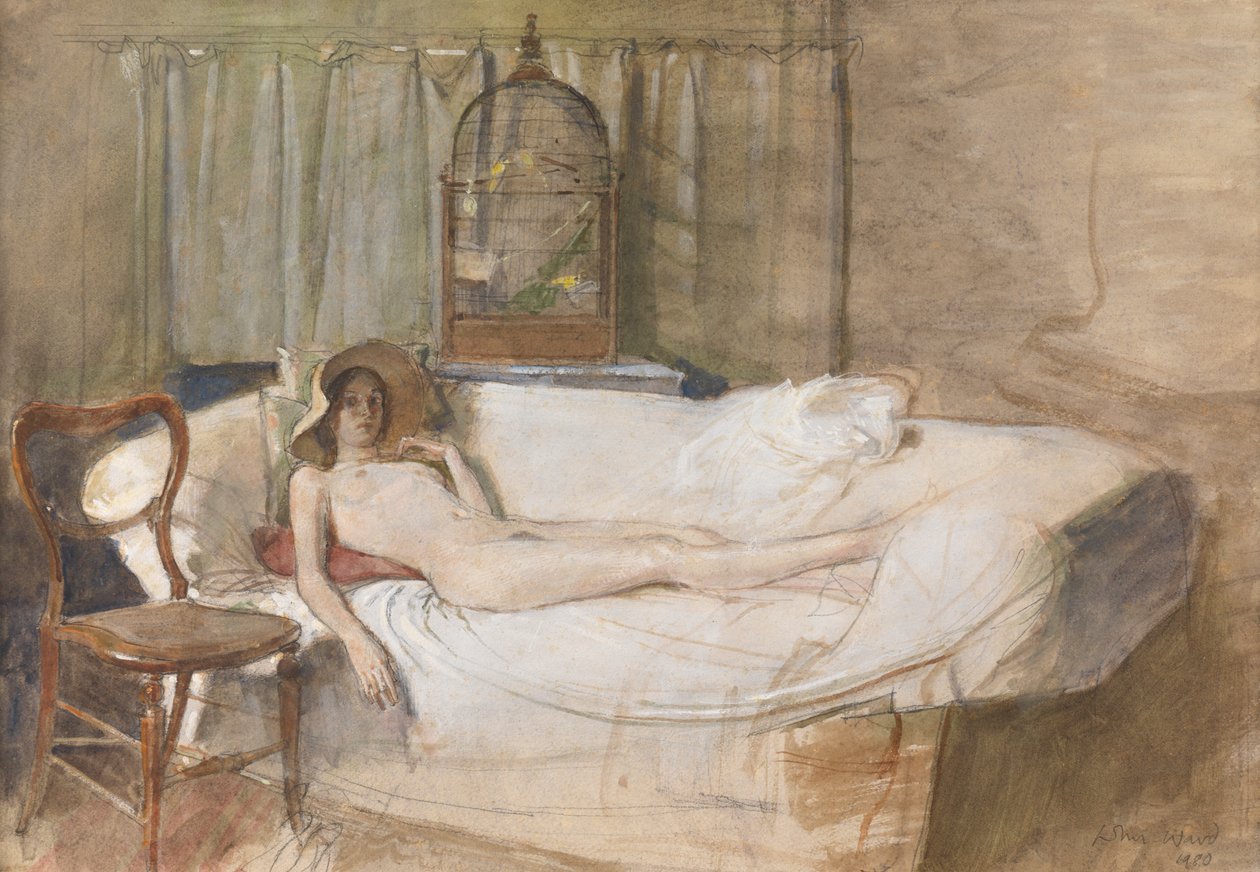 Nøgen på en sofa af John Ward