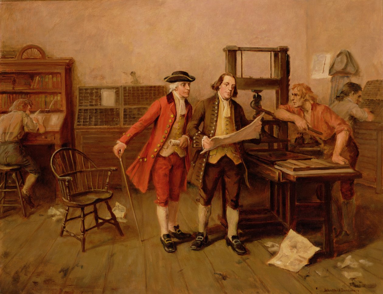 Benjamin Franklin, bogtrykker, ca. 1928 af John Ward Dunsmore