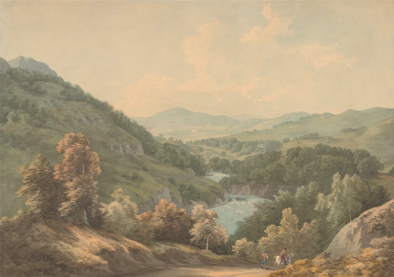 Dosharts vandfald med øvre ende af Loch Tay af John Warwick Smith