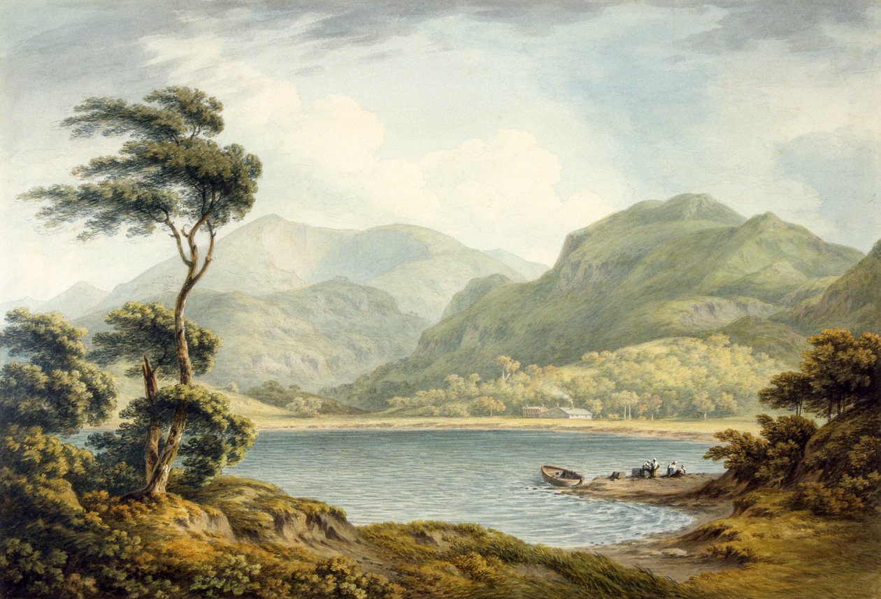 Den øvre ende af Coniston Lake, Lancashire, 1801 af John Warwick Smith