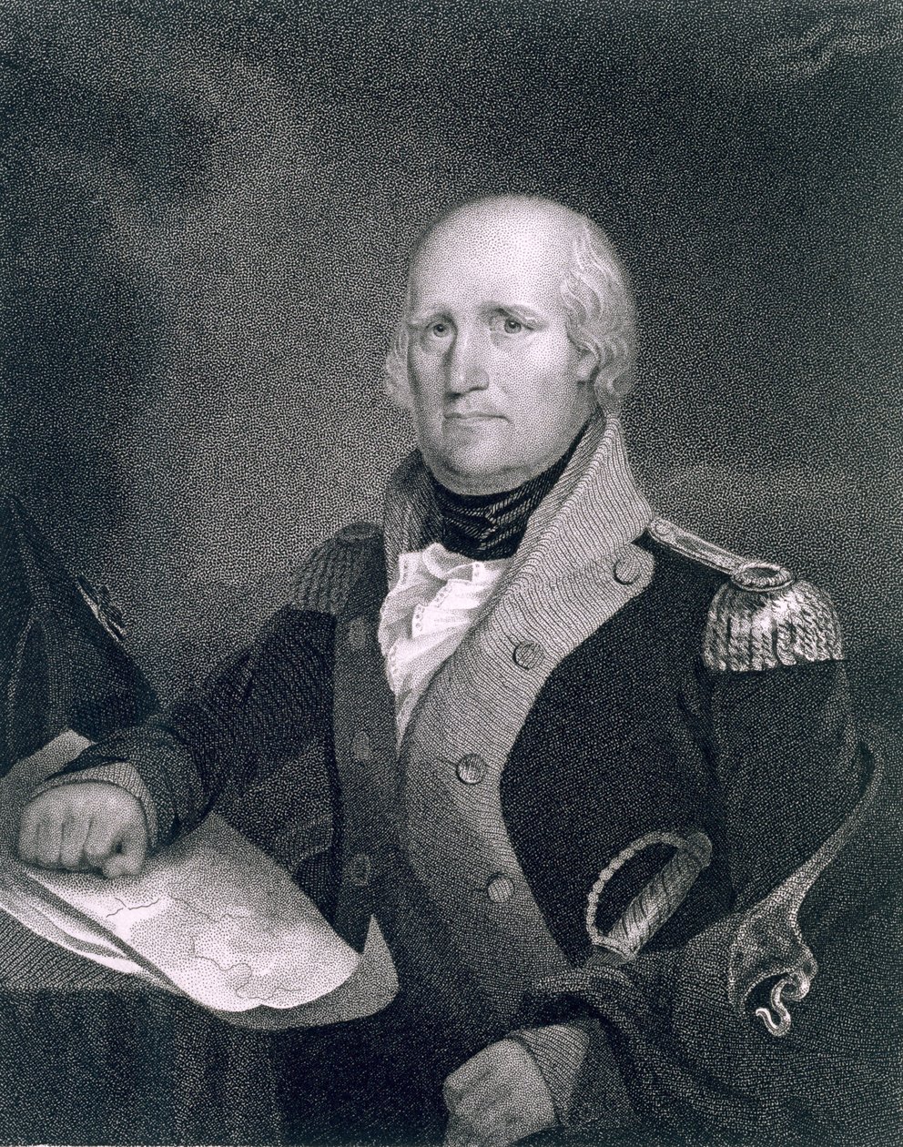 George Rogers Clark (1752-1818) graveret af Thomas B. Welch (1814-74) efter en kopi af originalen af James Barton Longacre (1794-1869) af John Wesley Jarvis
