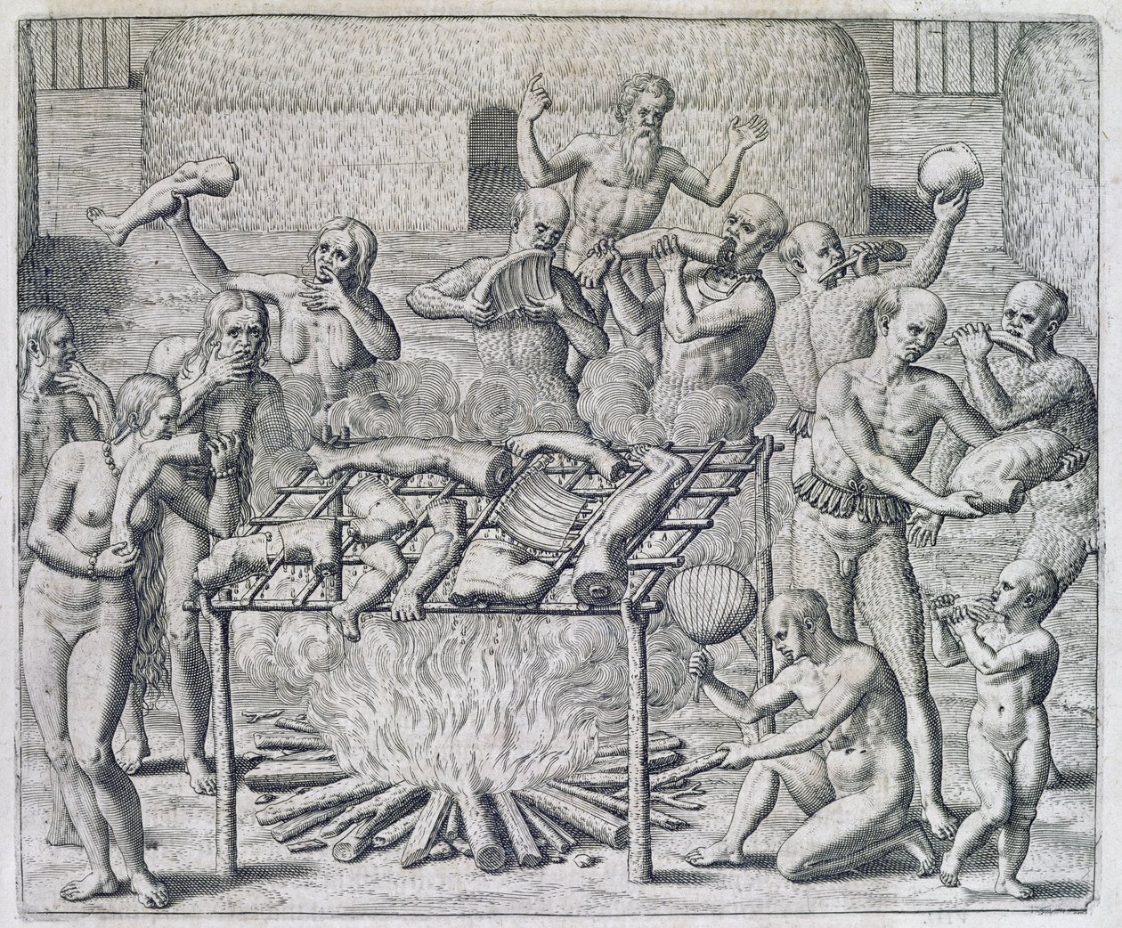 Kannibalfest, indgraveret af Theodor de Bry (1528-98) af John White