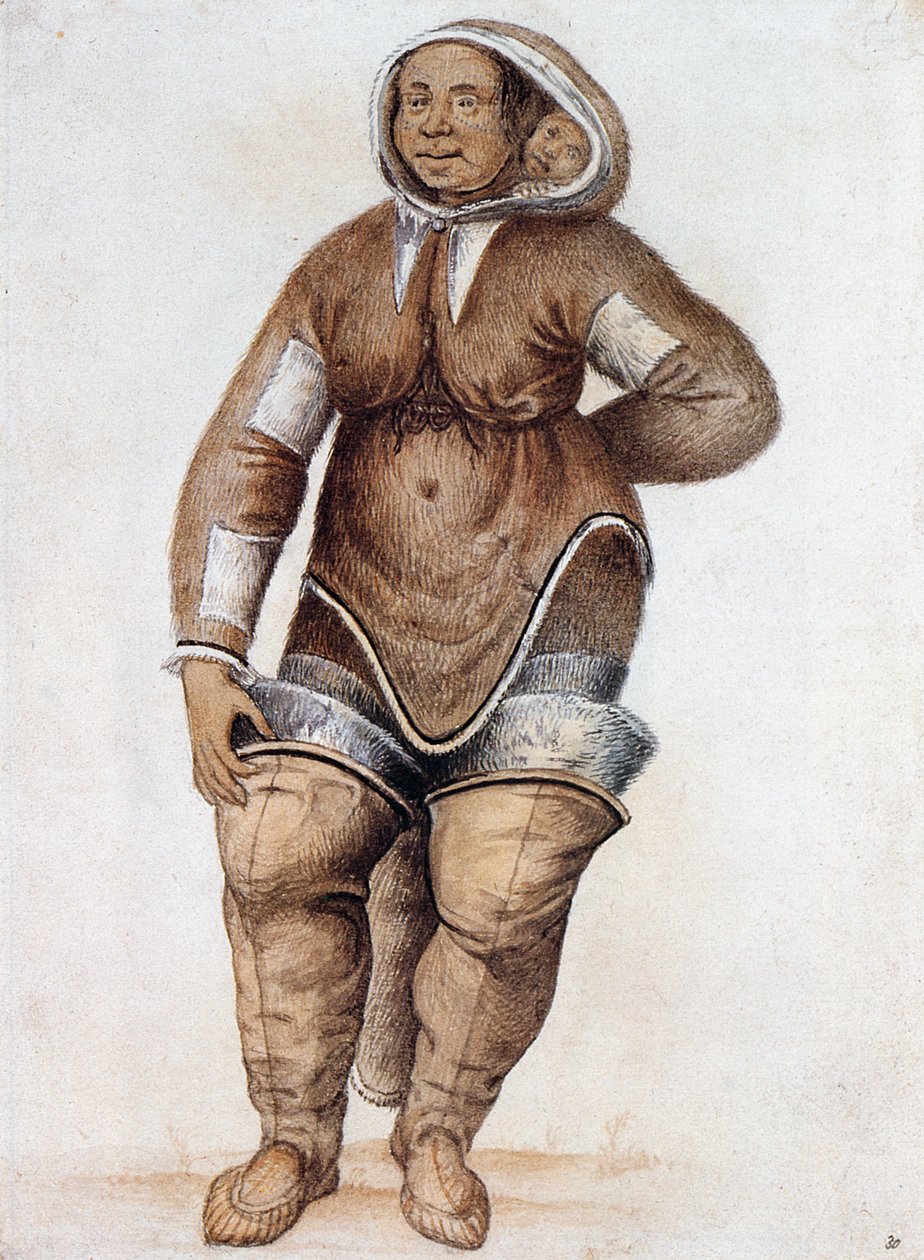 Eskimo (inuit) kvinde og baby af John White