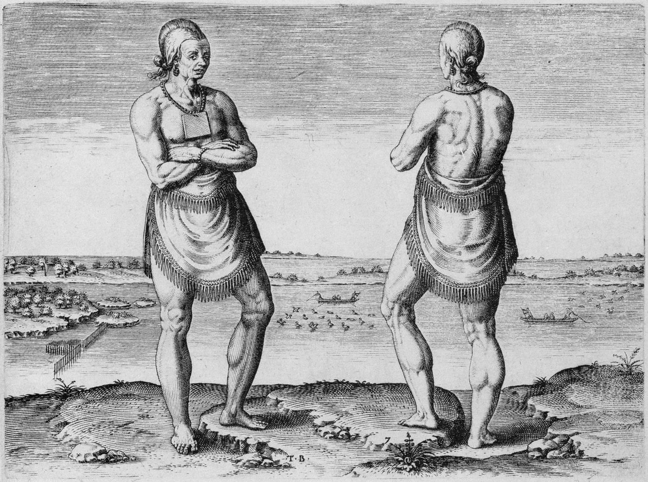 Indisk ældste eller høvding, graveret af Theodor de Bry (1528-1598) af John White