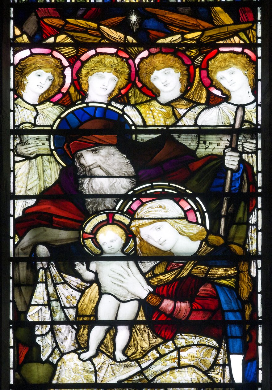 Jesmond, St. George, Gateshead Stained Glass Co, John William Brown (1842-1928), The Nativity, 1888 af John William Brown