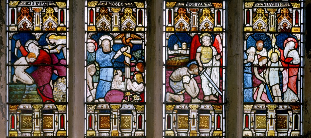 Ulceby, St Nicholas, James Powell & Sons, John William Brown (1842-1928), Four Old Testament Predellas, 1876 af John William Brown