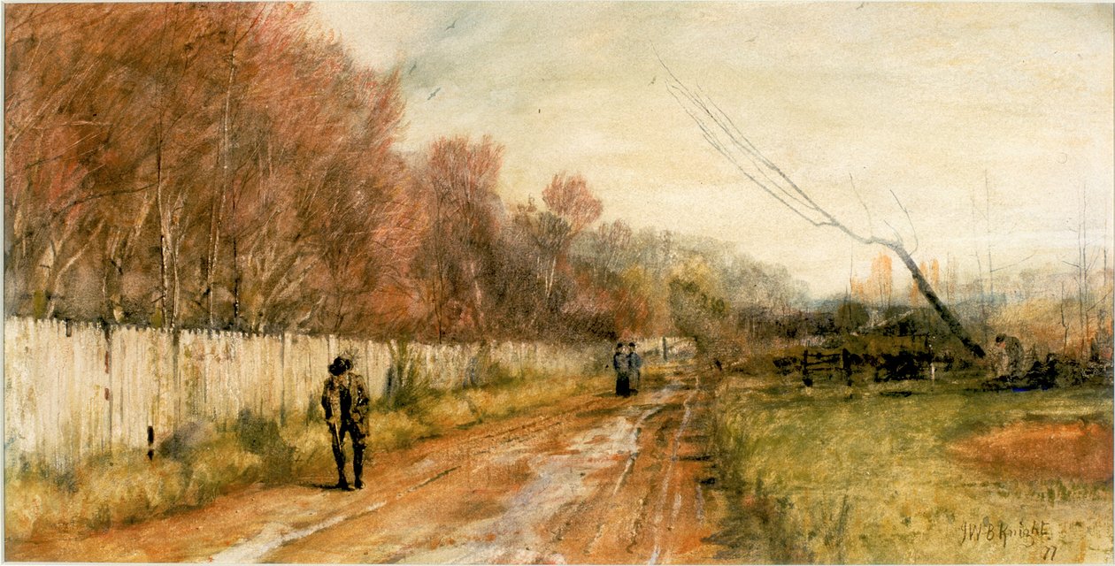 Efterårslandskab (kropsfarve) af John William Buxton Knight