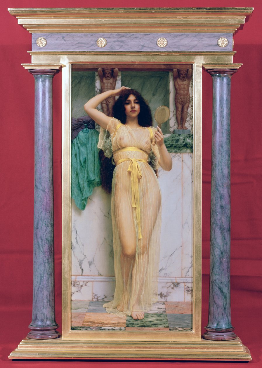 Pige med et spejl, 1892 af John William Godward