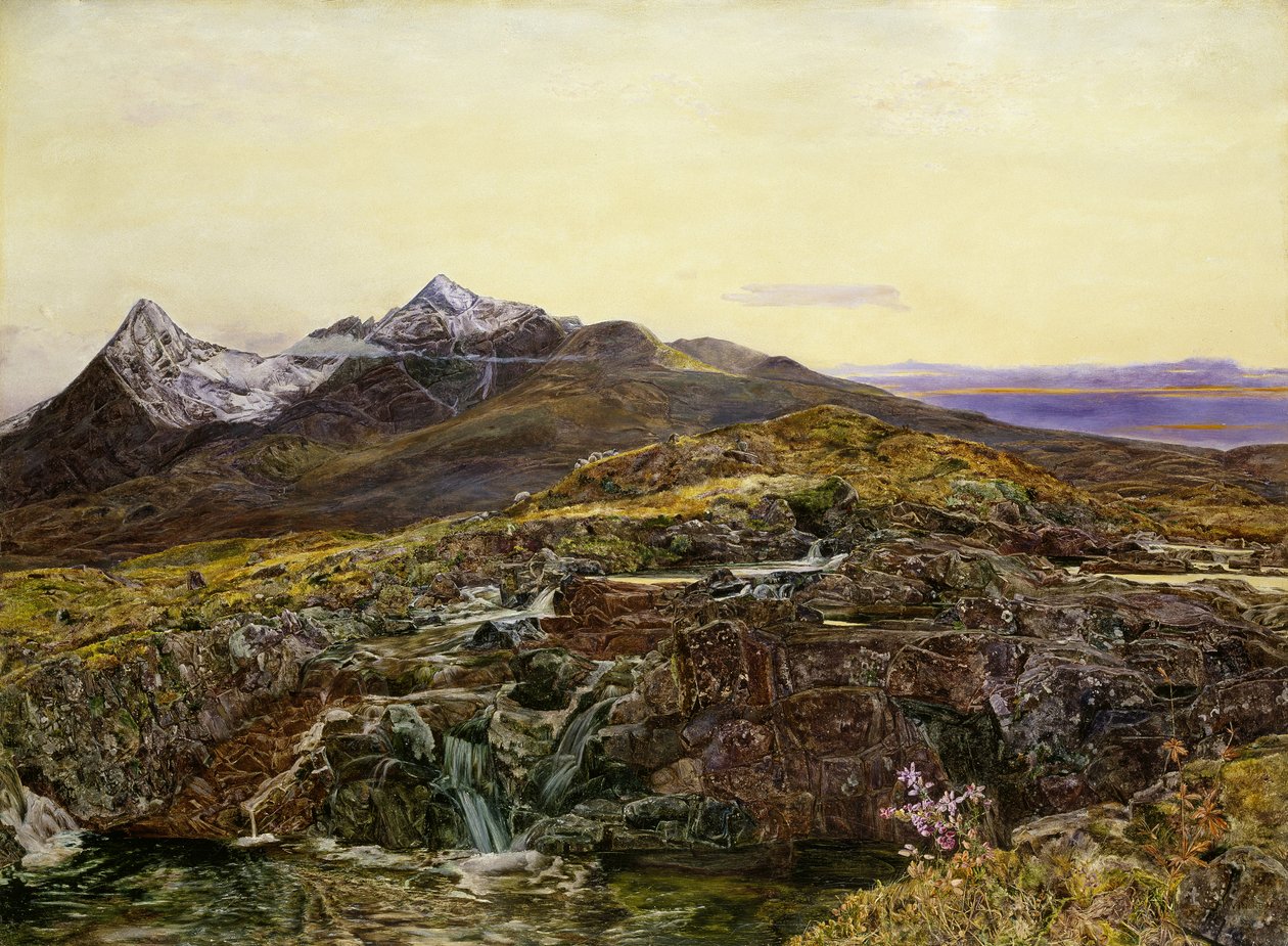 Cuillin Ridge, Skye fra Sligechan, olie på lærred fra det 19. århundrede) af John William Inchbold