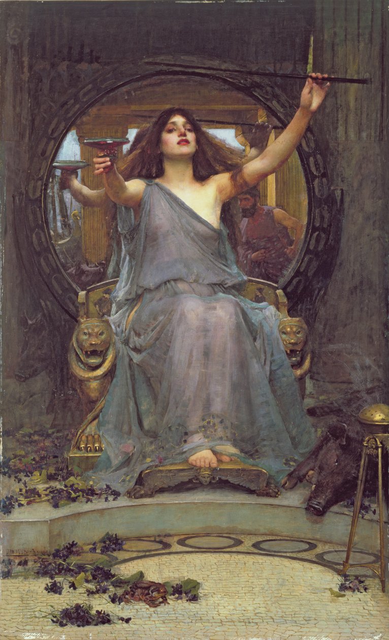 Circe ofrer pokalen til Ulysses, 1891 af John William Waterhouse