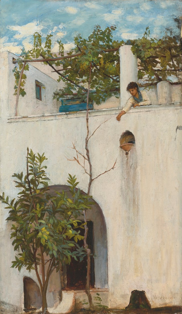 Dame på en balkon, Capri af John William Waterhouse
