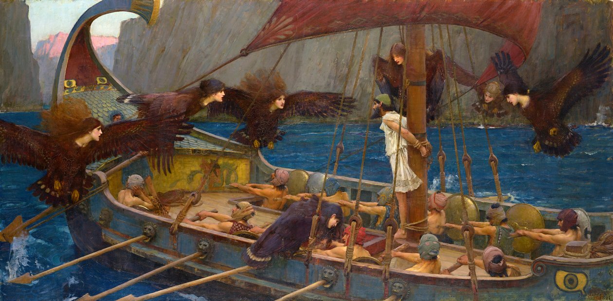 Odysseus og sirenerne af John William Waterhouse