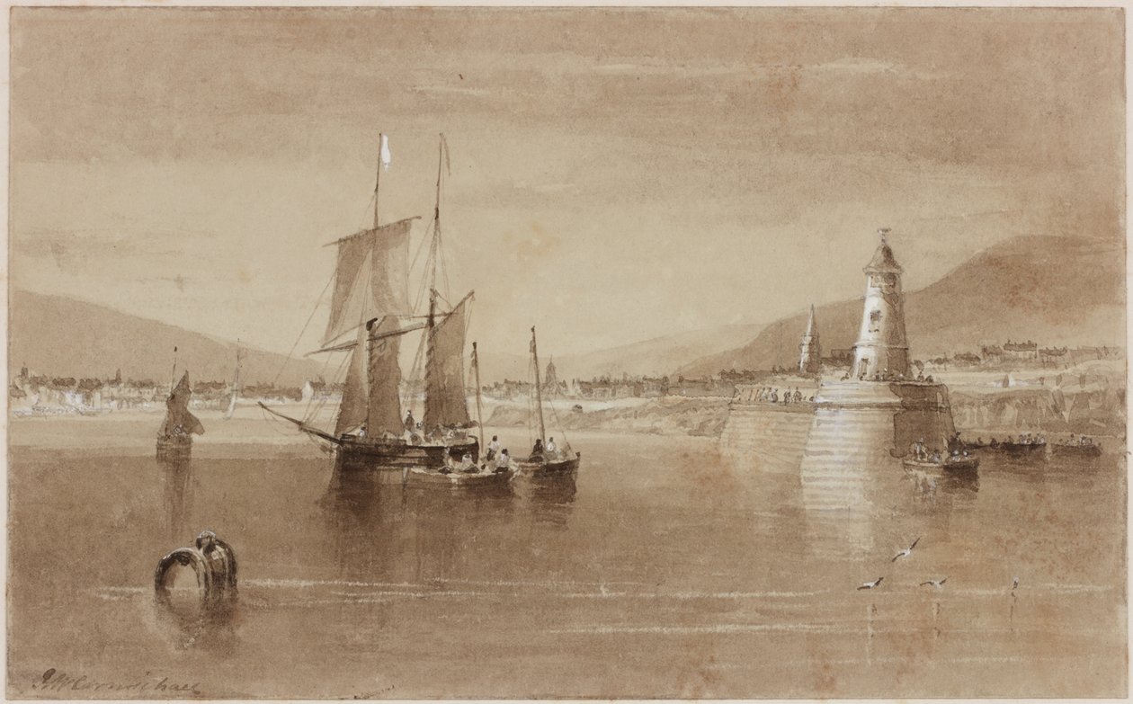 Berwick on Tweed (blæk (sepia) på papir) af John Wilson Carmichael