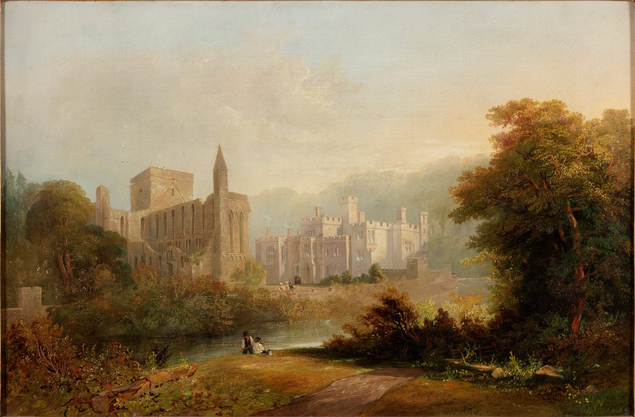 Brinkburn Grange og ruinerne af Brinkburn Priory, 1834 af John Wilson Carmichael